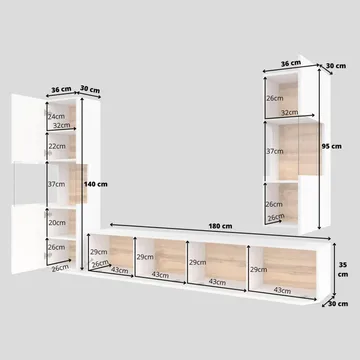 Väggenhet Ava 3 delar (05+07+40) - Vit - Möbler - Möbelset - Möbelset för vardagsrum