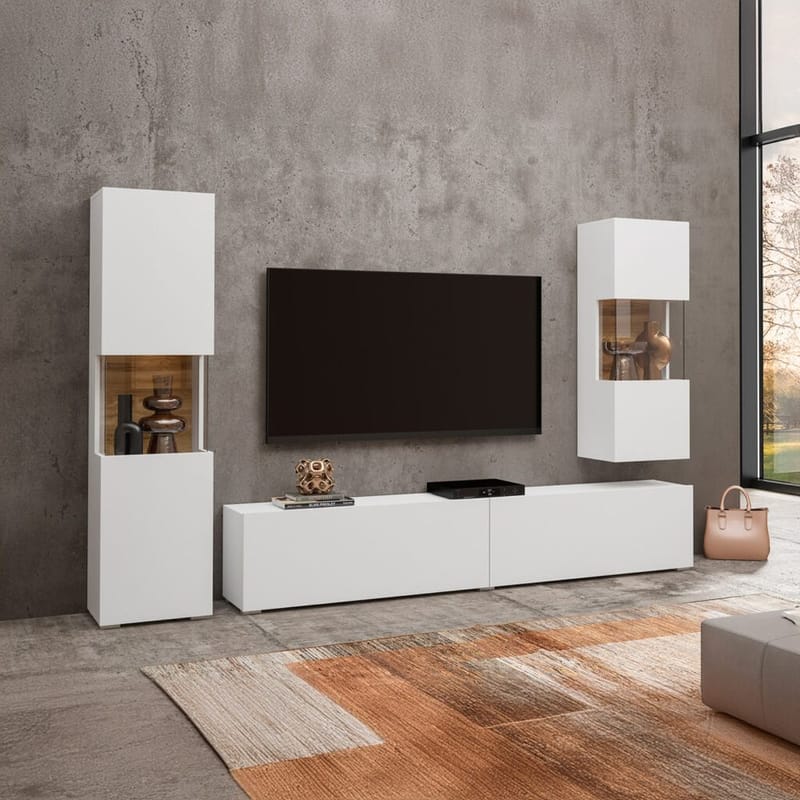 Väggenhet Ava 3 delar (05+07+40) - Vit - Möbler - Möbelset - Möbelset för vardagsrum