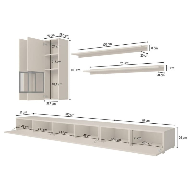 Väggenhet Baros - Ljus Beige - Möbler - Möbelset - Möbelset för vardagsrum
