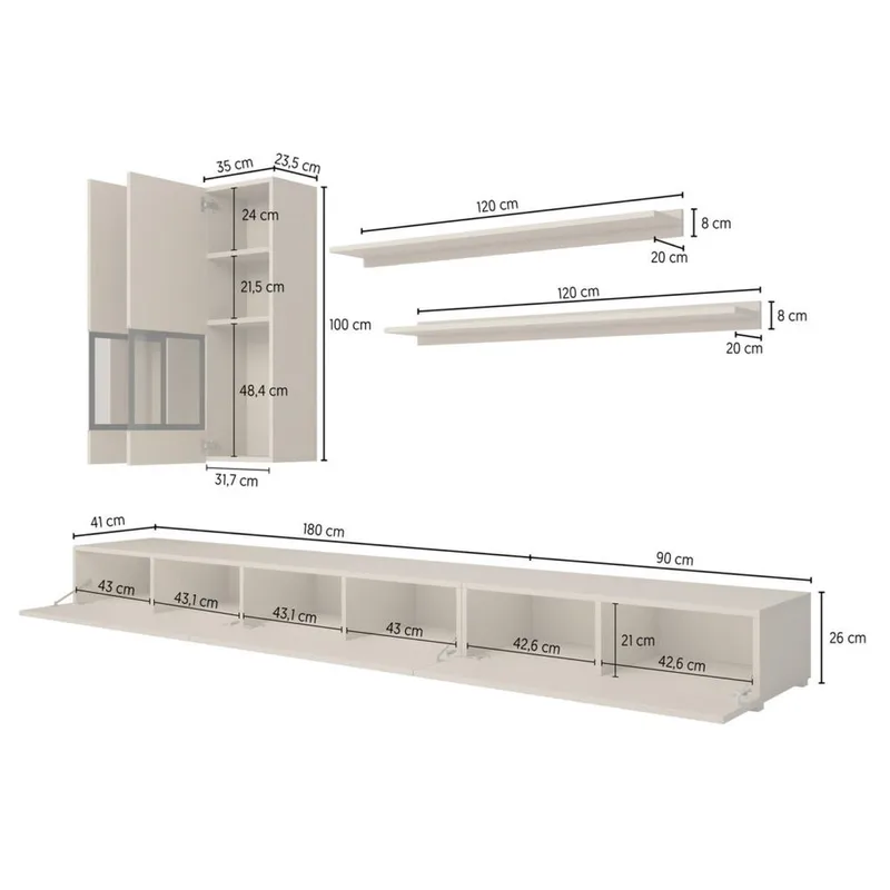 Väggenhet Baros - Ljus Beige - Möbler - Möbelset - Möbelset för vardagsrum