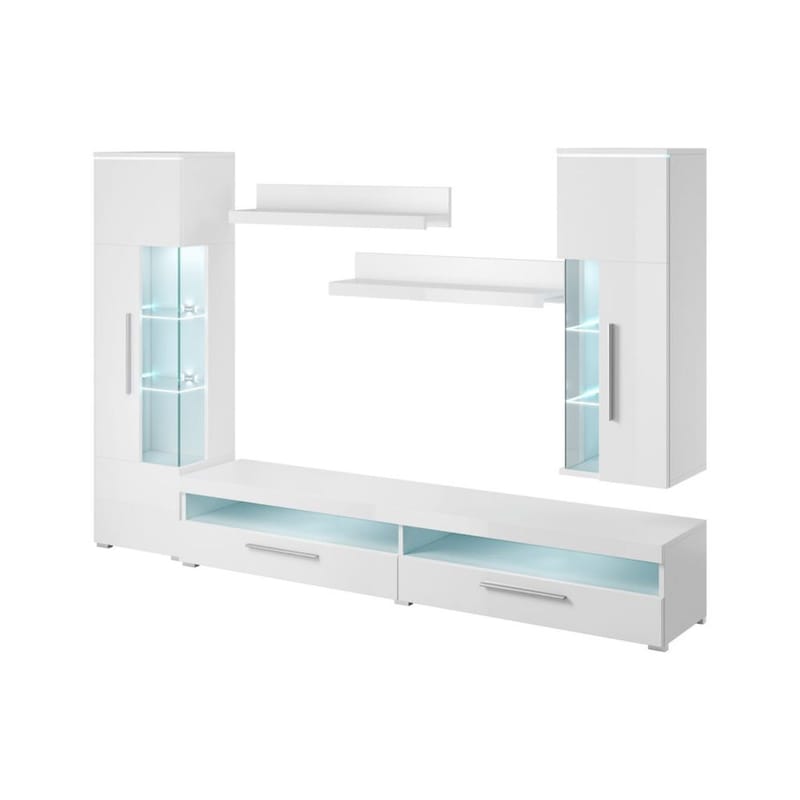 Väggenhet Indien - Vit, 285 cm - Möbler - Möbelset - Möbelset för vardagsrum