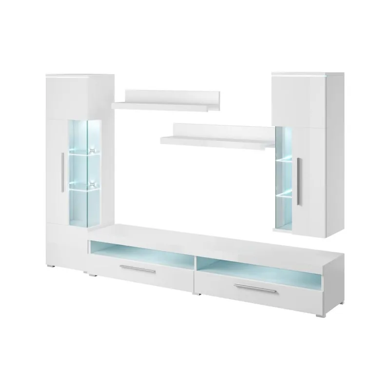 Väggenhet Indien - Vit, 285 cm - Möbler - Möbelset - Möbelset för vardagsrum