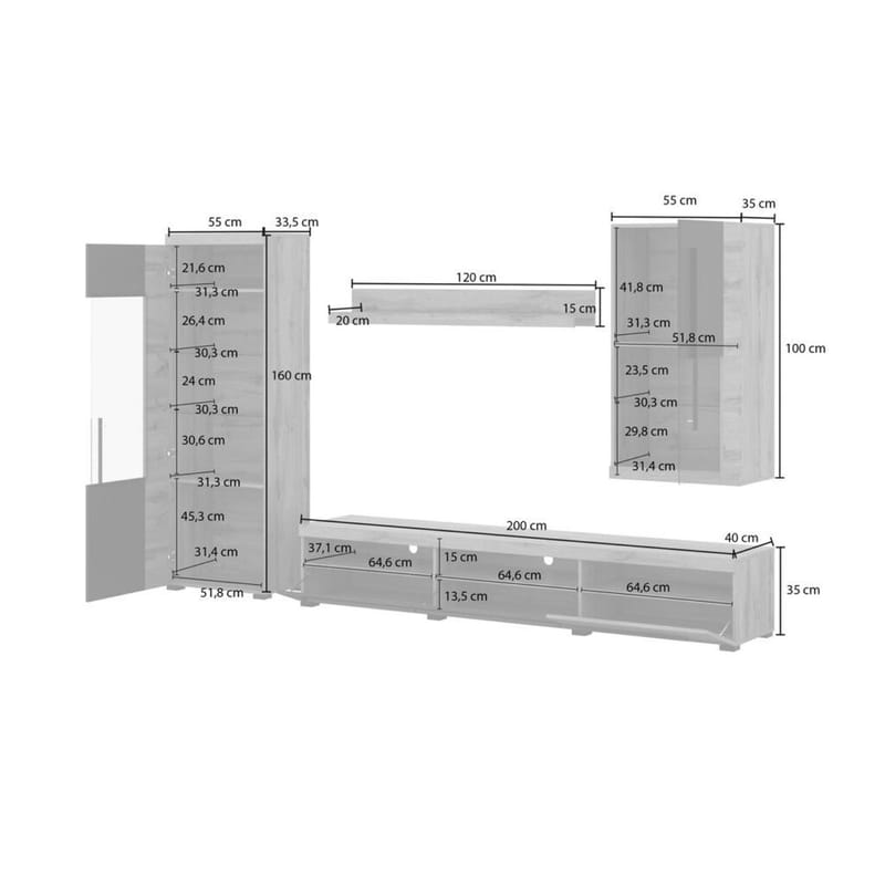 Väggenhet Roger 4 delar - Wotan Ek - Möbler - Möbelset - Möbelset för vardagsrum