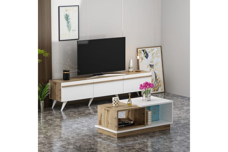 Valentina Möbelset För Vardagsrum - Vit/Blå - Möbler - Möbelset - Möbelset för vardagsrum