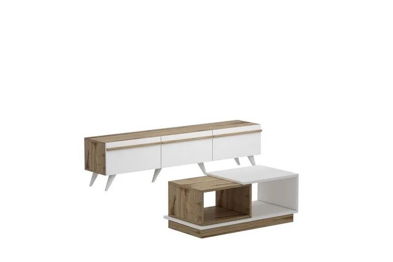 Valentina Möbelset För Vardagsrum, Vit/Blå