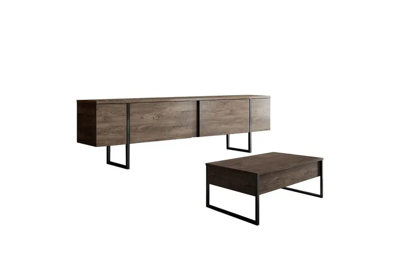 Vardagsrum Möbelset Masafumie Set Valnöt / Svart - Valnöt / Svart - Möbler - Möbelset - Möbelset för vardagsrum