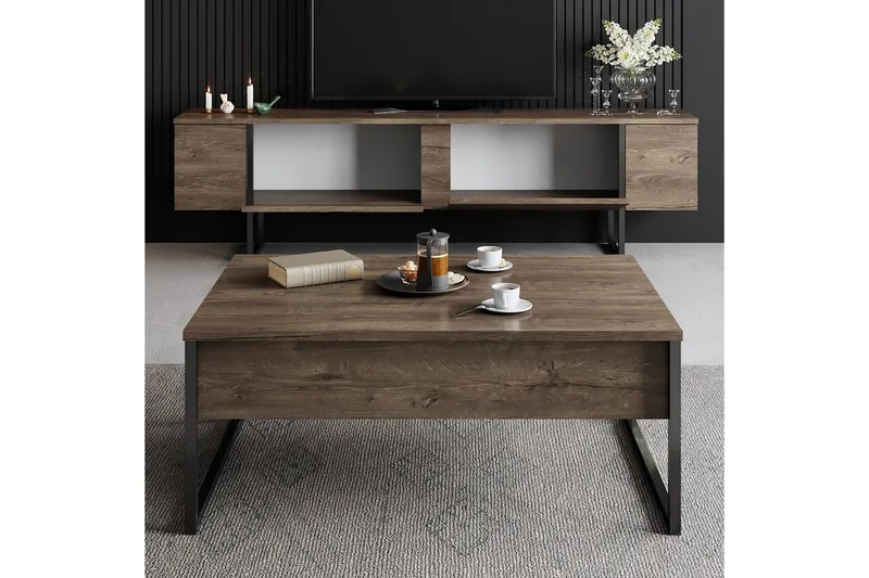 Vardagsrum Möbelset Masafumie Set Valnöt / Svart - Valnöt / Svart - Möbler - Möbelset - Möbelset för vardagsrum