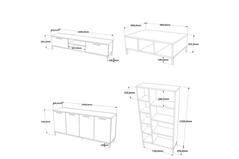 Vardagsrum Möbelset Zephral Atlantic Pine / Antracit - Natur/Antracit - Möbler - Möbelset - Möbelset för vardagsrum