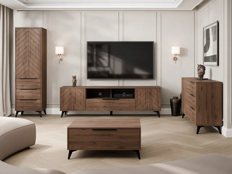 Vemdalen Möbelset vardagsrum - tv-bänk, bokhylla, skänk och soffbord - brun - Möbler - Möbelset - Möbelset för vardagsrum