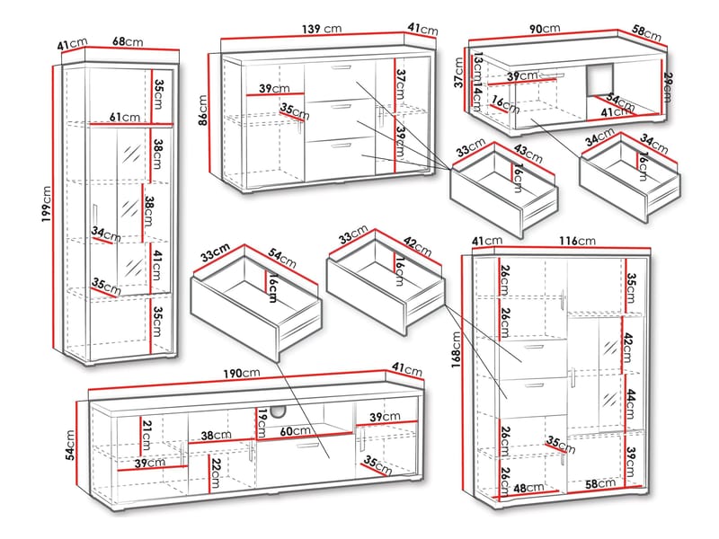 Veyricus Möbelset för Vardagsrum - Möbler - Möbelset - Möbelset för vardagsrum