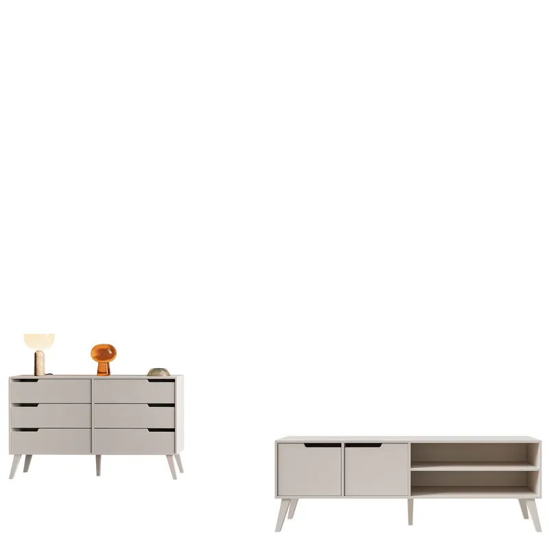 Virello Möbelset vardagsrum - Tv-bänk och skänk, beige