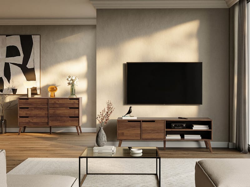 Virello Möbelset vardagsrum - Tv-bänk och skänk - brun - Möbler - Möbelset - Möbelset för vardagsrum