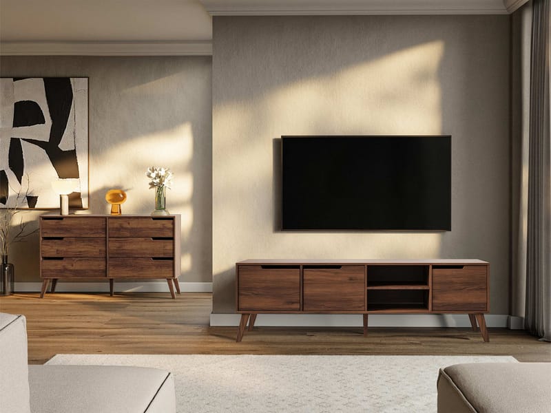 Virello Möbelset vardagsrum - Tv-bänk och skänk - brun - Möbler - Möbelset - Möbelset för vardagsrum