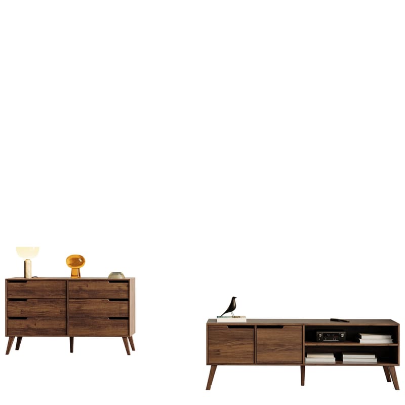 Virello Möbelset vardagsrum - Tv-bänk och skänk - brun - Möbler - Möbelset - Möbelset för vardagsrum