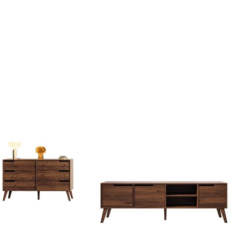 Virello Möbelset vardagsrum - Tv-bänk och skänk, brun