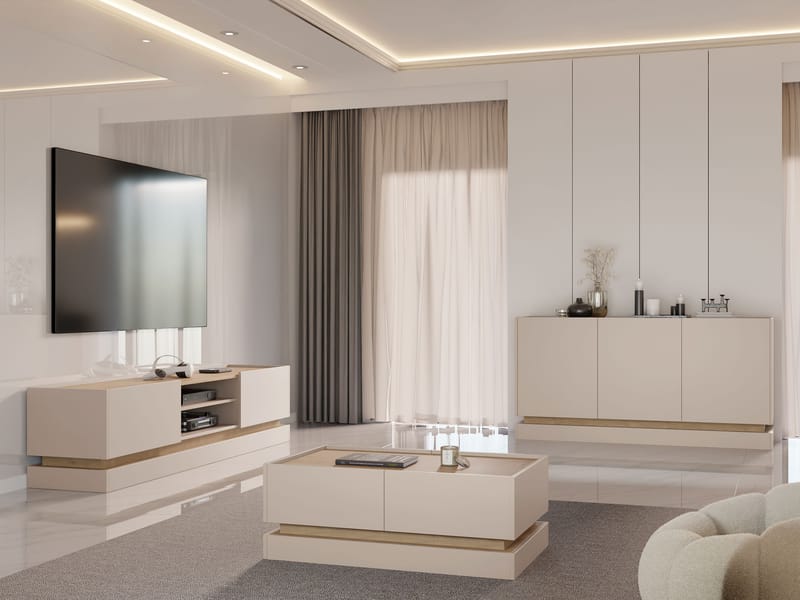 Zelric Möbelset För Vardagsrum - Beige - Möbler - Möbelset - Möbelset för vardagsrum