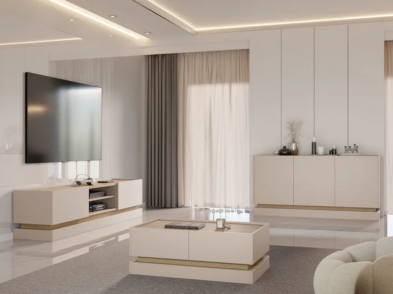 Zelric Möbelset För Vardagsrum - Beige - Möbler - Möbelset - Möbelset för vardagsrum