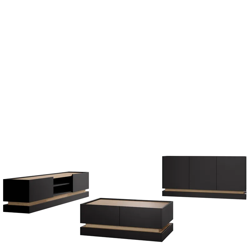 Zelric Möbelset För Vardagsrum - Svart - Möbler - Möbelset - Möbelset för vardagsrum