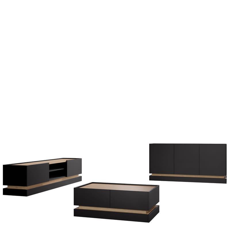 Zelric Möbelset För Vardagsrum - Svart - Möbler - Möbelset - Möbelset för vardagsrum