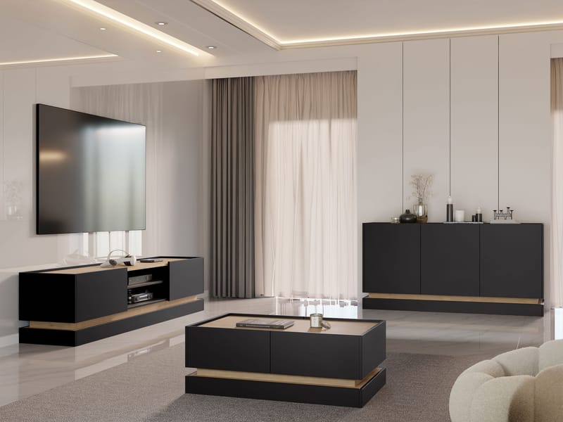 Zelric Möbelset För Vardagsrum - Svart - Möbler - Möbelset - Möbelset för vardagsrum