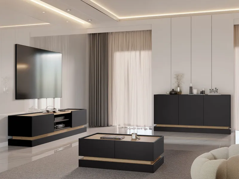 Zelric Möbelset För Vardagsrum - Svart - Möbler - Möbelset - Möbelset för vardagsrum