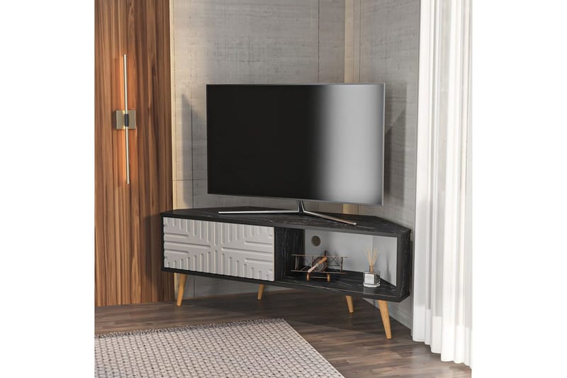 Abbas Tv-bänk 140 cm - Svart/Vit - Möbler - Tv möbel & mediamöbel - TV bänk & mediabänk