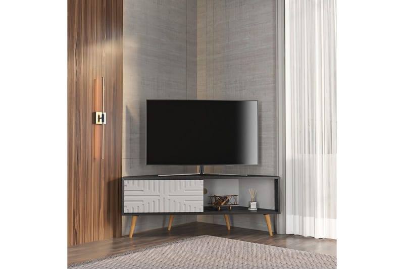Abbas Tv-bänk 140 cm - Svart/Vit - Möbler - Tv möbel & mediamöbel - TV bänk & mediabänk