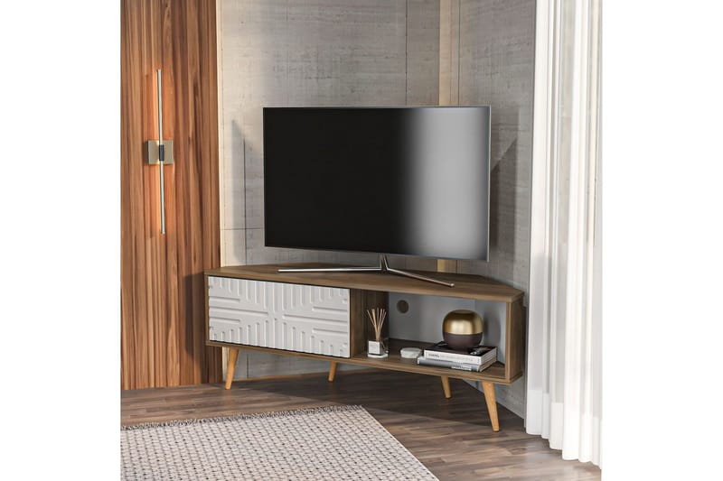 Abbas Tv-bänk 140 cm - Valnöt/Vit - Möbler - Tv möbel & mediamöbel - TV bänk & mediabänk