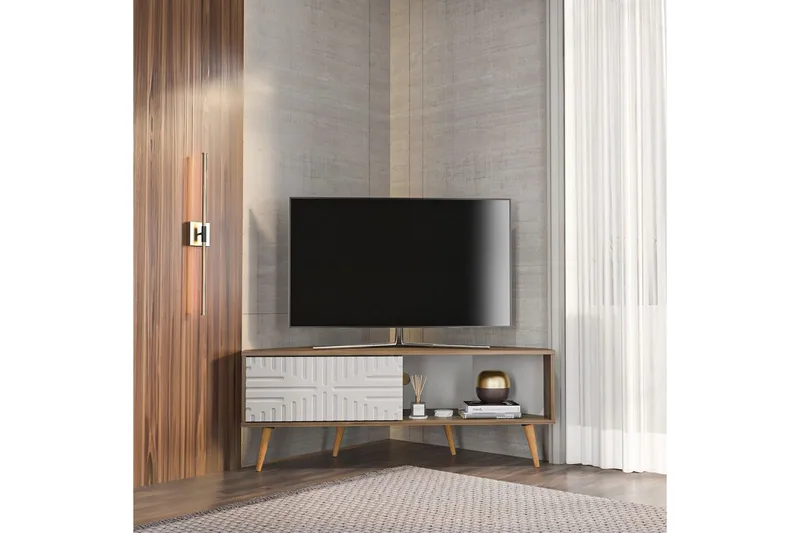 Abbas Tv-bänk 140 cm - Valnöt/Vit - Möbler - Tv möbel & mediamöbel - TV bänk & mediabänk