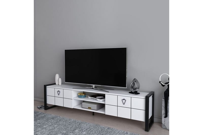 Abbas Tv-bänk 184 cm - Vit/Svart - Möbler - Tv möbel & mediamöbel - TV bänk & mediabänk