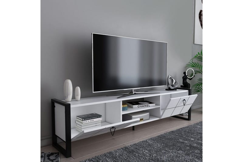 Abbas Tv-bänk 184 cm - Vit/Svart - Möbler - Tv möbel & mediamöbel - TV bänk & mediabänk