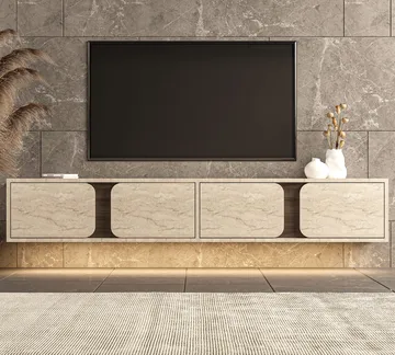 Adilen TV-bänk 180x30x30 cm - Travertin och valnöt - Möbler - Tv möbel & mediamöbel - TV bänk & mediabänk