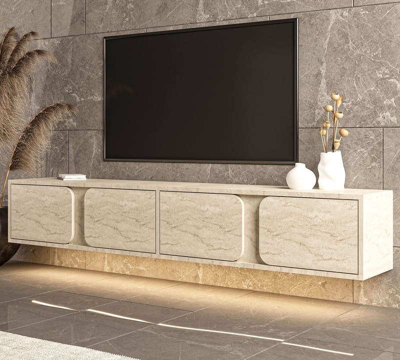 Adilen TV-bänk 180x30x30 cm - Travertin - Möbler - Tv möbel & mediamöbel - TV bänk & mediabänk