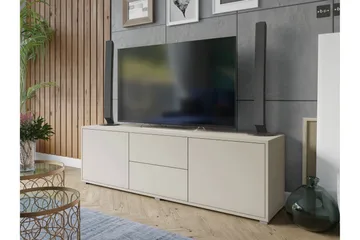 Agawal Golvstående Tv Bänk 141 cm med Förvaring i Målat Trä - Beige - Möbler - Tv möbel & mediamöbel - TV bänk & mediabänk