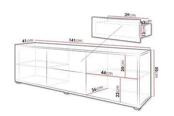 Agawal Golvstående Tv Bänk 141 cm med Förvaring i Målat Trä - Beige - Möbler - Tv möbel & mediamöbel - TV bänk & mediabänk