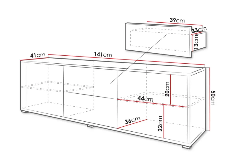Agawal Golvstående Tv Bänk 141 cm med Förvaring i Målat Trä - Beige - Möbler - Tv möbel & mediamöbel - TV bänk & mediabänk