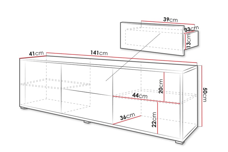 Agawal Tv-bänk 141 cm - Beige - Möbler - Tv möbel & mediamöbel - TV bänk & mediabänk