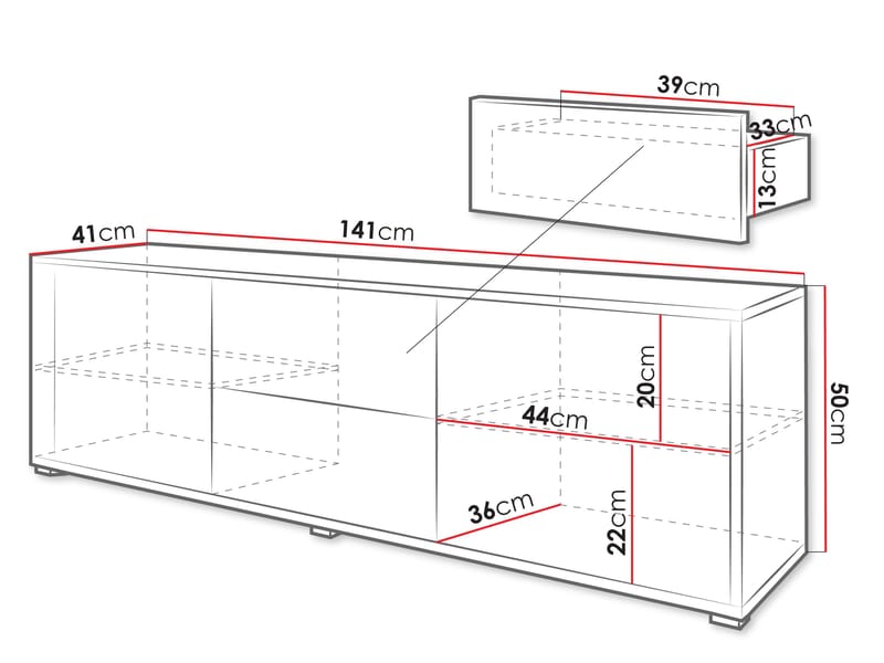 Agawal Tv-bänk 141 cm - Brun - Möbler - Tv möbel & mediamöbel - TV bänk & mediabänk
