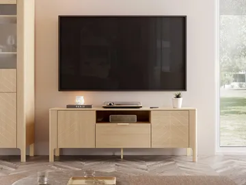 Aggarwal Golvstående Tv Bänk 160 cm med Förvaring i Mörkt Trä - Beige - Möbler - Tv möbel & mediamöbel - TV bänk & mediabänk