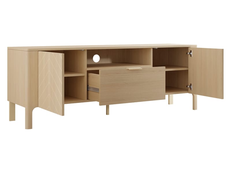 Aggarwal Golvstående Tv Bänk 160 cm med Förvaring i Mörkt Trä - Beige - Möbler - Tv möbel & mediamöbel - TV bänk & mediabänk