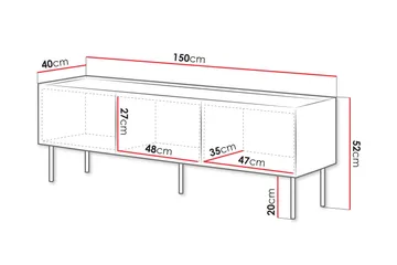 Akie Golvstående TV Bänk 150 cm med Förvaring i Målat Trä - Grön - Möbler - Tv möbel & mediamöbel - TV bänk & mediabänk