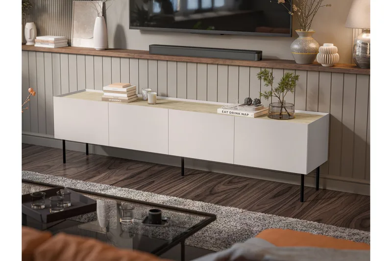 Akie Tv-bänk 200 cm - Beige - Möbler - Tv möbel & mediamöbel - TV bänk & mediabänk