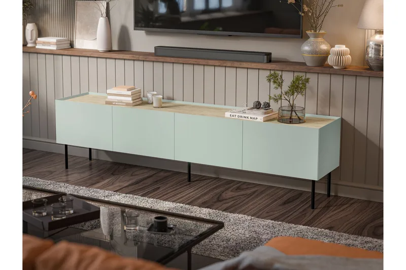 Akie Tv-bänk 200 cm - Grön - Möbler - Tv möbel & mediamöbel - TV bänk & mediabänk