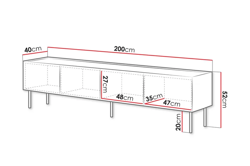 Akie Tv-bänk 200 cm - Grön - Möbler - Tv möbel & mediamöbel - TV bänk & mediabänk