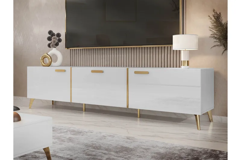 Akihiko Tv-bänk 204 cm - Vit - Möbler - Tv möbel & mediamöbel - TV bänk & mediabänk