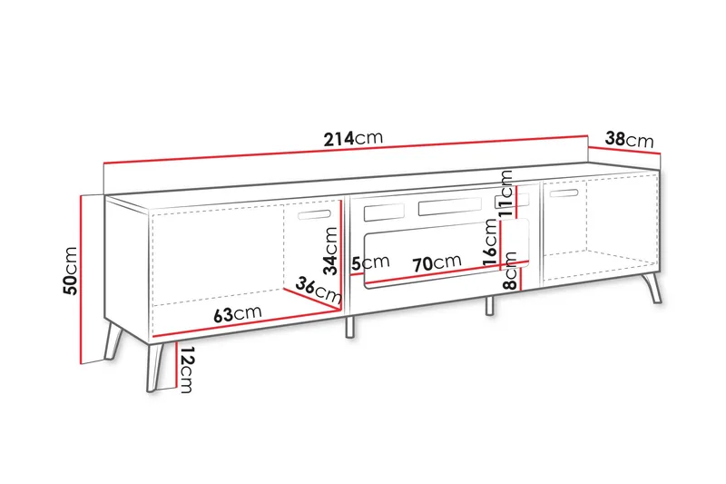 Akihiko Tv-bänk 214 cm - Vit - Möbler - Tv möbel & mediamöbel - TV bänk & mediabänk