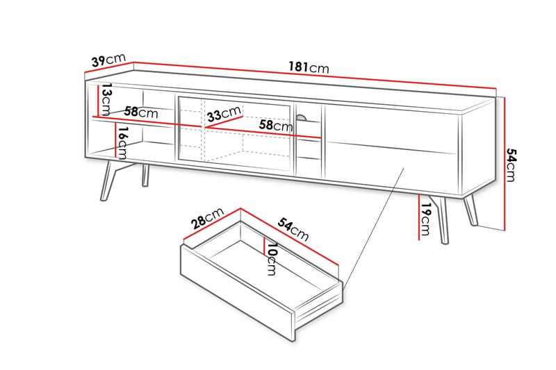 Akihiro Tv-bänk 181 cm - Brun - Möbler - Tv möbel & mediamöbel - TV bänk & mediabänk