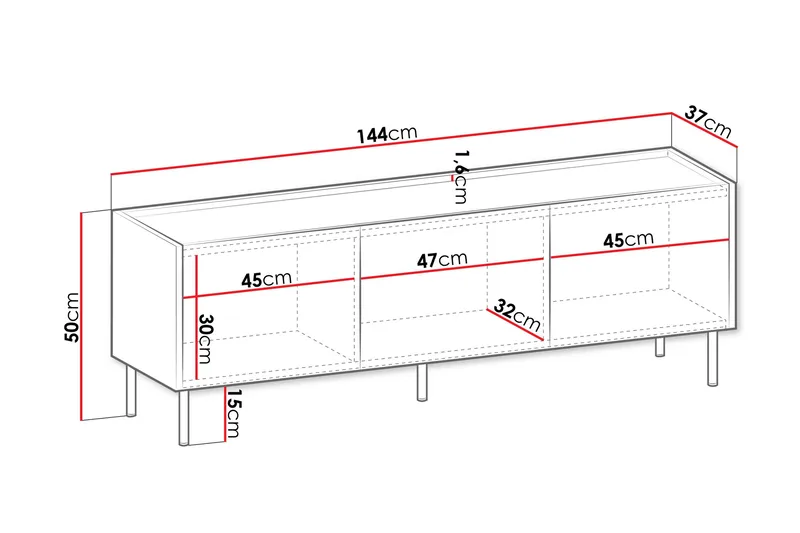 Akihito Tv-bänk 144 cm - Brun - Möbler - Tv möbel & mediamöbel - TV bänk & mediabänk