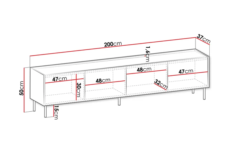 Akihito Tv-bänk 200 cm - Brun - Möbler - Tv möbel & mediamöbel - TV bänk & mediabänk
