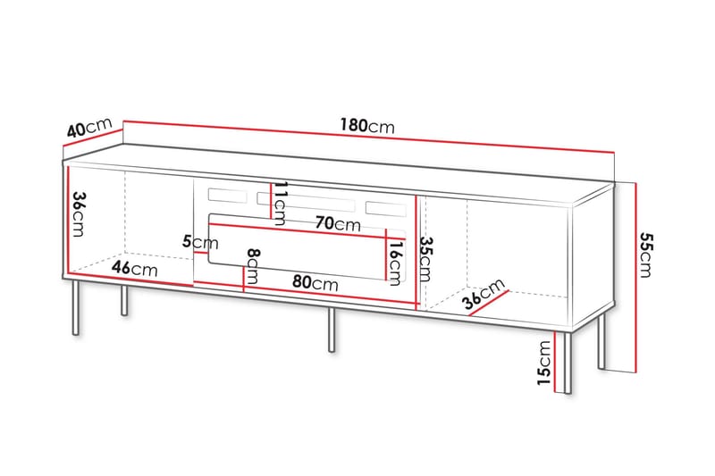 Akiko Tv-bänk 180 cm - Grön - Möbler - Tv möbel & mediamöbel - TV bänk & mediabänk